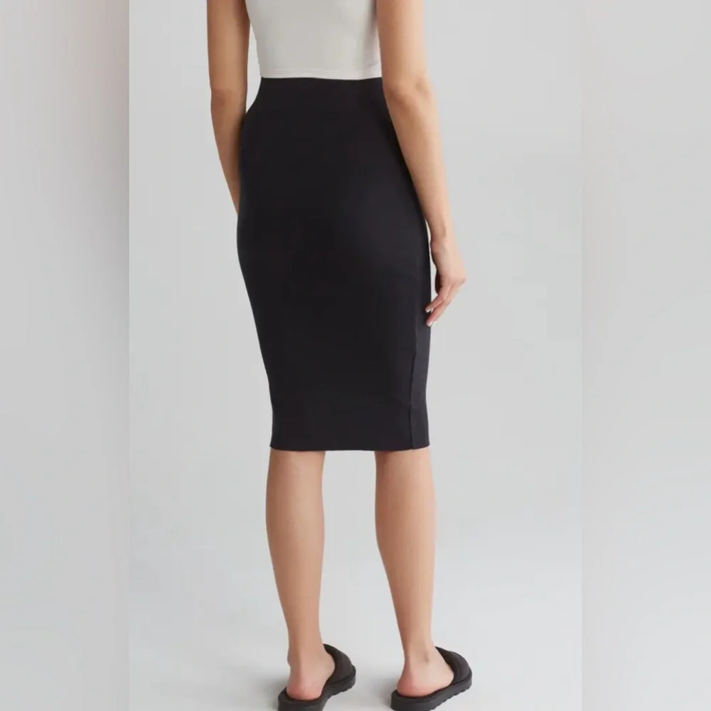 NWT James Perse Rib Midi Pencil Skirt in Black Sz 1 Small‎ $150